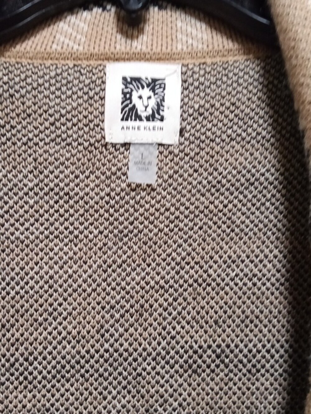 Anne Klein Size L Beige Plaid Double-Breasted Trench Coat with Gold Buttons - Picture 2 of 12